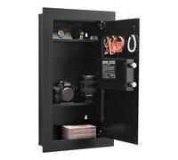 VEVOR Coffre-fort Mural, Armoire Forte Dissimulée à 3 Niveaux, Déverrouillé par Clavier et Clé, Boîtier Encastrable en Acier Laminé à Froid, avec LED, 2 Étagères Réglables et Porte-clés, pour Argent