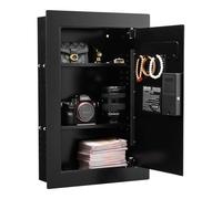 VEVOR Coffre-fort Mural, Armoire Forte Dissimulée à 3 Niveaux, Déverrouillé par Empreintes Digitales, Clavier et Clé, Boîtier Encastrable en Acier Laminé à Froid, avec Étagères Réglables et Porte-clés