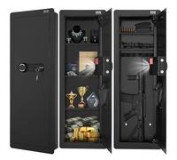 VEVOR Coffre-Fort Mural Encastrable 109 cm de Haut 4 Niveaux, Coffre-Fort Biométrique à Empreinte Digitale et Clavier, en Acier Laminé à Froid, Étagères Amovibles et Porte-Clés, avec Lumière et Alarme