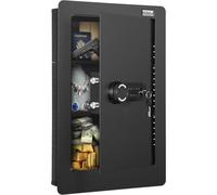 VEVOR Coffre-Fort Mural Encastrable 65 cm de Haut 3 Niveaux, Coffre-Fort Électronique à Clavier, en Acier Laminé à Froid, 3 Étagères Amovibles et 6 Porte-Clés, avec Lumière LED et Alarme de Vibration