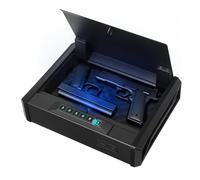 VEVOR Coffre-Fort pour 2 Pistolets et 2 Chargeurs, Coffre pour Armes Verrouillable, 3 Façons d’Accès Empreinte Digitale, Mot de Passe et Clé, pour Argent Bijoux Objet de Valeur, Table de Chevet Bureau