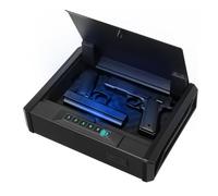 VEVOR Coffre-Fort pour 2 Pistolets et 2 Chargeurs, Coffre pour Armes Verrouillable, 3 Façons d’Accès Empreinte Digitale, Mot de Passe et Clé, pour Argent Bijoux Objet de Valeur, Table de Chevet Bureau