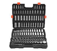 VEVOR Coffret de Douilles 163PCs à Entraînement 9,53 mm/6,35 mm/12,7 mm, SAE et Métriques, Profondes et Standard, Acier Allié CR-V Chromé, Kit d'Outils de Mécanicien pour Réparation Automobile