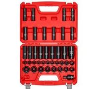 VEVOR Coffret de Douilles à Chocs 39PCs à Entraînement de 12,7 mm, Kit de Douilles Profondes et Courtes à 6 Pans, Métriques 9-30 mm, en Acier Cr-V, Double Marquage de Taille, pour Entretien Automobile