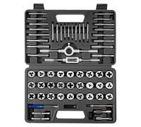 VEVOR Coffret de Tarauds et Filières, 60 Pcs, Kit de Taraudage et Filetage Métriques M3 à M12 et Tailles SAE, Filetage à Pas Gros et Fin, Tourne-à-gauche, Mallette de Rangement et Accessoires Complets