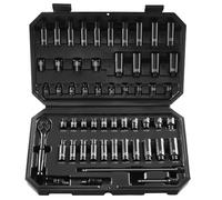 VEVOR Coffret Douilles à Chocs 1/4", SAE 5/32"-9/16" et Métriques 4-15 mm, Kit pour liquet 55PCs, en CR-V, 6 Pans, Marquages de Taille Faciles à Lire, pour la Réparation Automobile, Atelier
