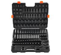 VEVOR Coffret douilles à chocs 3/8" et 1/2" SAE et métrique, 130 pièces Acier Cr-Mo