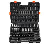 VEVOR Coffret douilles à chocs 3/8" et 1/2" SAE et métrique, 130 pièces Acier Cr-Mo