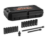 VEVOR Coffret Douilles à Chocs 18PCs 3/8" 9,5 mm 6 Pans Kit pour Clé à Cliquet