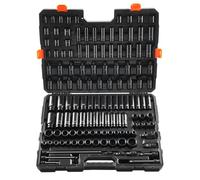 VEVOR Coffret Douilles à Chocs 3/8" et 1/2", SAE et Métrique, Kit pour Clé à Cliquet 130PCs, en Acier Allié Cr-Mo, 6 Pans, Marquages de Taille Faciles à Lire, pour la Réparation Automobile, Atelier