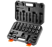 Jeu Douilles à Chocs en Acier Allié Cr-Mo Pivotantes pour Auto 3/8" 1-1,9cm 14PCs