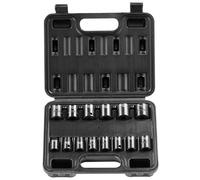VEVOR Coffret Douilles à Chocs 3/8 pouce Métrique 7-20 mm, Kit pour Clé à Cliquet 14PCs, en Acier Allié Cr-Mo, 6 Pans, Marquages de Taille Faciles à Lire, pour la Réparation Automobile, Atelier