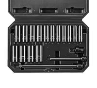 Coffret Douilles à Chocs 18PCs 3/8 9,5 mm 6 Pans Kit pour Clé à Cliquet