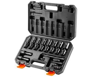 VEVOR Coffret Douilles à Chocs Profondes 3/8 po Métrique 10-19 mm Pivotantes à 360 Degrés, Kit pour liquet 14PCs, en Acier Allié Cr-Mo, 6 Pans, Marquages de Taille Faciles à Lire, Atelier