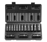 VEVOR Coffret Douilles à Chocs Profondes 3/8 po Métrique 8-22 mm, Kit pour Clé à Cliquet 15PCs, en Acier Allié Cr-Mo, 6 Pans, Marquages de Taille Faciles à Lire, pour la Réparation Automobile, Atelier