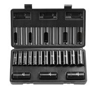 VEVOR Coffret Douilles à Chocs Profondes 3/8 po Métrique 8-22 mm, Kit pour Clé à Cliquet 15PCs, en Acier Allié Cr-Mo, 6 Pans, Marquages de Taille Faciles à Lire, pour la Réparation Automobile, Atelier