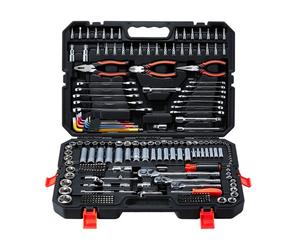 VEVOR Coffret d'Outils de Mécanicien 314PCs, Jeu de Douilles Métriques avec Embouts, Clés, et Accessoires, pour Bricoleurs Réparation Automobile et Domestique, Caisse à Outils Mécaniques Complets