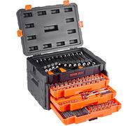 VEVOR Coffret d'Outils de Mécanicien 450PCs avec Embouts, Clés et Accessoires, Kit de Douilles Profondes et Standard à Entraînement 6,4 mm, 9,5 mm et 12,7 mm, SAE et Métrique, pour Réparation Auto