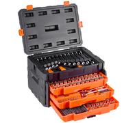 VEVOR Jeu d'outils de mécanique et jeu de douilles, 450 pièces, douilles standard et profondes à entraînement de 1/4, 3/8 et 1/2 pouce, kit d'outils de mécanique SAE métrique avec embouts, clés, acces