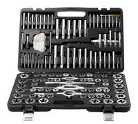 VEVOR Coffret Tarauds et Filières 116 Pièces Métrique M3-M18 et SAE Kit de Taraudage et Filetage en Acier Mallette de Transport Outils pour Tarauder et Fileter Construction Réparation Auto Plomberie