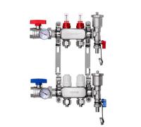 VEVOR Collecteur de Chauffage Radiant 2 Branches, Kit Collecteur Tubes PEX 1,27 cm en Acier Inoxydable, avec Adaptateurs 1,27 cm, Accessoires de Montage, pour Chaleur Radiante Hydronique par le Sol