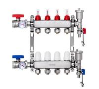 VEVOR Collecteur de Chauffage Radiant 4 Branches, Kit Collecteur Tubes PEX 1,27 cm en Acier Inoxydable, avec Adaptateurs 1,27 cm, Accessoires de Montage, pour Chaleur Radiante Hydronique par le Sol