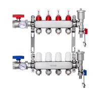 VEVOR Collecteur de Chauffage Radiant 4 Branches, Kit Collecteur Tubes PEX 1,27 cm en Acier Inoxydable, avec Adaptateurs 1,27 cm, Accessoires de Montage, pour Chaleur Radiante Hydronique par le Sol
