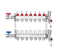 VEVOR Collecteur de Chauffage Radiant 7 Branches, Kit Collecteur Tubes PEX 1,27 cm en Acier Inoxydable, avec Adaptateurs 1,27 cm, Accessoires de Montage, pour Chaleur Radiante Hydronique par le Sol