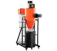 VEVOR Collecteur de Poussière Cyclone 1,5 HP Dépoussiéreur Cyclonique Précision de Filtration 1 micron Séparateur de Poussières avec Bac 47 L et Support, Système de Dépoussiérage pour Travail Bois