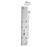 VEVOR Colonne de douche avec pommeau de douche effet pluie, système de panneau de douchette mural haute pression acier inox brossé 124 cm, robinet 3 fonctions, avec 6 jets corporels, douchette à main