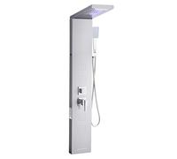 VEVOR Colonne de douche avec pommeau de douche effet pluie, système de panneau de douchette mural LED en acier inoxydable brossé 1345 mm, robinet 5 fonctions, avec 4 jets corporels et douchette à main