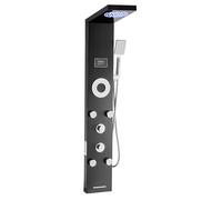 VEVOR Colonne de douche avec pommeau de douche effet pluie, système de panneau de douchette mural LED en acier inoxydable brossé 1345 mm, robinet 6 fonctions, avec 5 jets corporels et douchette à main