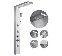 VEVOR Colonne de douche – Inox brossé, pommeau effet pluie, robinet 5 fonctions – 134,5 cm