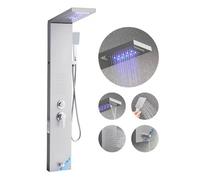 VEVOR Colonne de douche système, 5 modes de douche, tour de panneaux de douche à LED, cascade de pluie, cascade d'eau, 2 buses de massage du corps, bec de baignoire, douchette avec flexible de 59 pouc