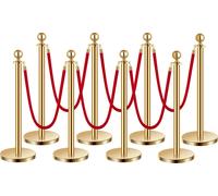 VEVOR Poteau de guidage barrière de sécurité 8 pcs dorés avec 6 cordes velours