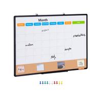VEVOR Combo Tableau Blanc et Tableau en Liège 90 x 60 cm, Calendrier Mensuel avec Cadre en Aluminium, Tableau Magnétique Effaçable à Sec, Montage Mural, pour Faire des Plans Bureau Maison École