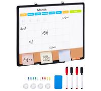 VEVOR Combo Tableau Blanc et Tableau en Liège 60 x 45 cm, Calendrier Mensuel avec Cadre en Aluminium, Tableau Magnétique Effaçable à Sec, Montage Mural, pour Faire des Plans Bureau Maison École