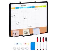 VEVOR Combo Tableau Blanc et Tableau en Liège 60 x 45 cm, Calendrier Mensuel avec Cadre en Aluminium, Tableau Magnétique Effaçable à Sec, Montage Mural, pour Faire des Plans Bureau Maison École