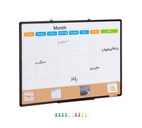 VEVOR Combo Tableau Blanc et Tableau en Liège 90 x 60 cm, Calendrier Mensuel avec Cadre en Aluminium, Tableau Magnétique Effaçable à Sec, Montage Mural, pour Faire des Plans Bureau Maison École