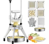 VEVOR Commercial Coupe-pommes de terre Coupe-frites 1/2 + 3/8 + 1/4 pouce + 6 coins, Coupe-frites Coupe-légumes Hachoir à fruits avec 6 lames de rechange, Hachoir en acier inoxydable