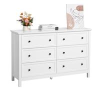 VEVOR Commode 6 tiroirs bois avec système coulissant et anti-basculement blanc