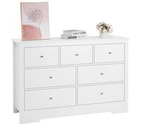 VEVOR Commode 7 tiroirs bois avec système coulissant et anti-basculement blanc