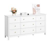 VEVOR Commode 9 tiroirs bois avec système coulissant et anti-basculement blanc