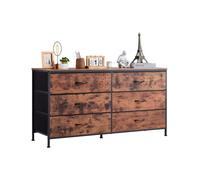 VEVOR Commode en tissu à 6 tiroirs, meuble de rangement pour TV, 130x39x69 cm, tiroir de rangement pour placard, avec cadre en acier robuste, pour chambre à coucher, couloir, placard, marron rustique