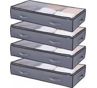 VEVOR Commode sous le lit Sac de rangement sous le lit 4 pièces (996 x 500 x 180 mm) Bac sous le lit avec couvercles transparents (90 L), boîte de rangement Organiseur pour vêtements Chaussures Chambr