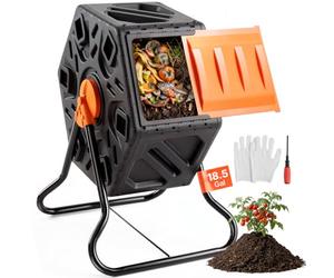 VEVOR Composteur de Jardin Rotatif 70 L Bac à Compost Rotatif 360° en PP et Acier sans BPA Charge 20 kg Chambre Unique pour Compostage des Déchets Organiques Cuisine Jardinier Terrasse Patio Extérieur