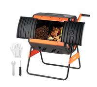 VEVOR Composteur de Jardin Rotatif, Bac à Compost Capacité 200 L à Double Chambre, pour Compostage des Déchets Cuisine Jardinier Extérieur, en PP, avec 2 Portes Coulissantes et Système d'Aération