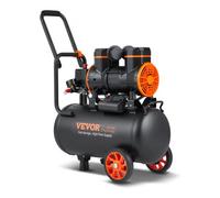 VEVOR Compresseur à Air Silencieux 24 L Réservoir Compresseur d'Air Sans Huile 1450 W 2 CV 5,7 m3/h à 6,2 bar 70 dB pour Réparation Automobile Gonflage Pneus Peinture au Pistolet Clouage Menuiserie