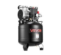 VEVOR Compresseur à Air 30 L Compresseur à Air Vertical sans Huile pour Réparation Automobile, Gonflage de Pneus, Peinture de Pistolet, Clouage Bois, sur Roues, 1,5 kW, 113 L/min 6,2 bar, Max. 10 bar