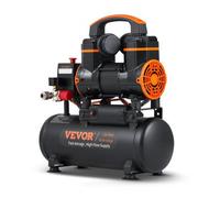 VEVOR Compresseur à Air Silencieux 8 L Réservoir Compresseur d'Air Sans Huile 900 W 1,2 CV 3,7 m3/h à 6,2 bar 70 dB pour Réparation Automobile Gonflage Pneus Peinture au Pistolet Clouage Menuiserie